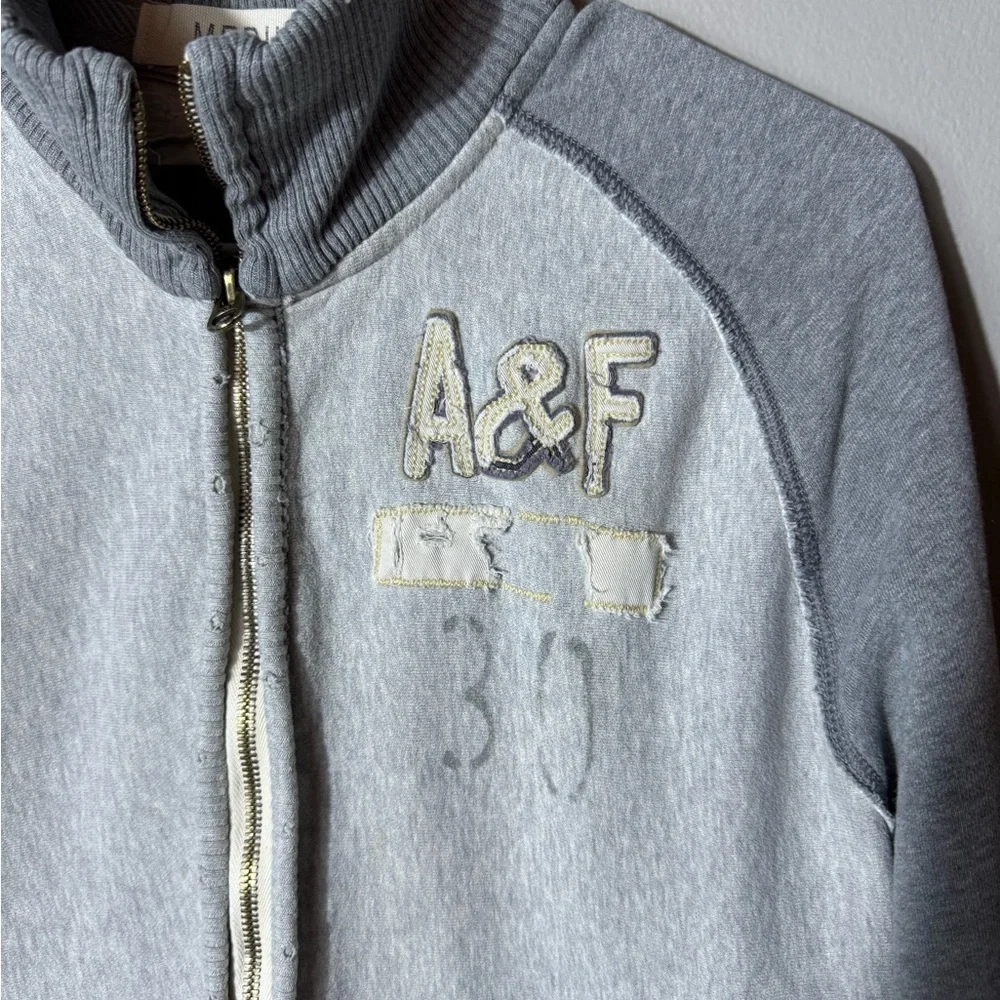 Vtg Y2K Abercrombie & Fitch Hoodie Jacket Medium Full Zip Logo Distressed 90 USA